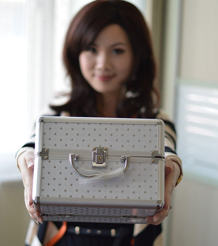 Portable Professional Silver Cosmetics Box